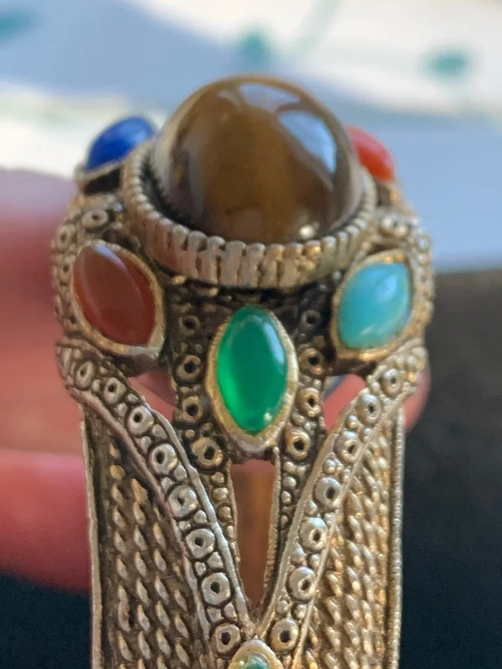 Beautiful Vintage Women's Desire Bangle Hidden Watch with Cabachon Stones